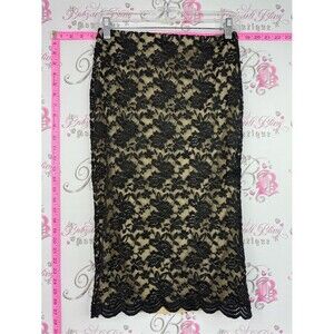 Black collection skirt Lace Midi Pencil Skirt with Nude Underlay - Brand: